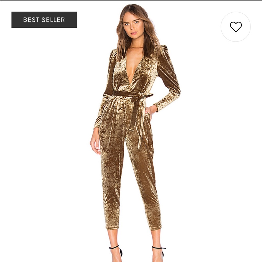Sabina Musayev Scarlet Velvet Jumpsuit in Gold